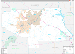 Auburn-Opelika Metro Area Wall Map Premium Style 2024